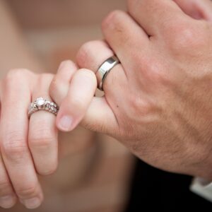 Custom engagement ring with matching wedding band