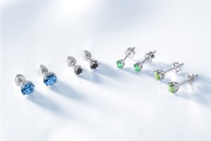 A collection of elegant gemstone stud earrings, perfect gift